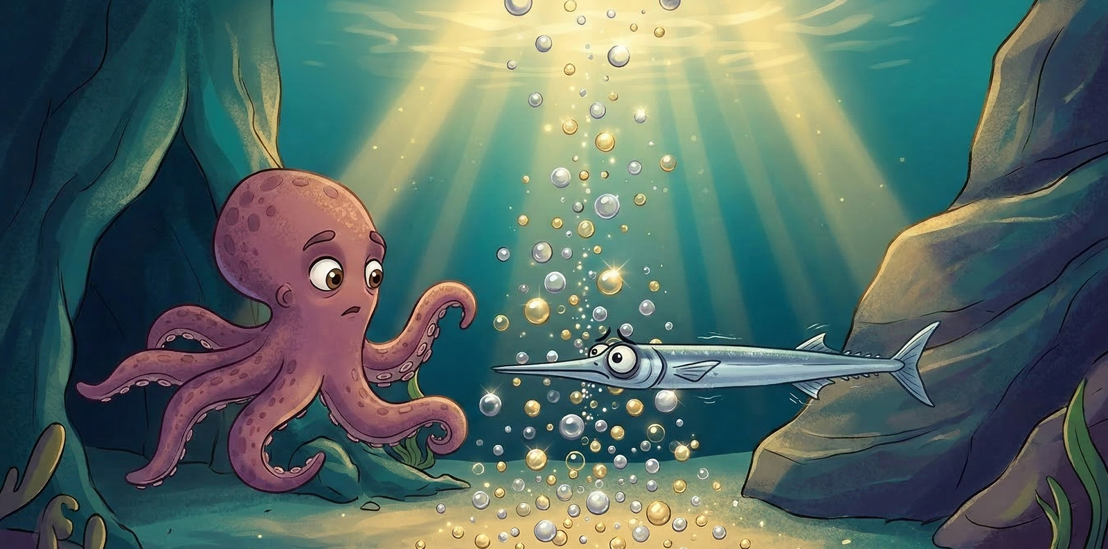 Purpo incontra Lello, il pesce ago che conta le bolle